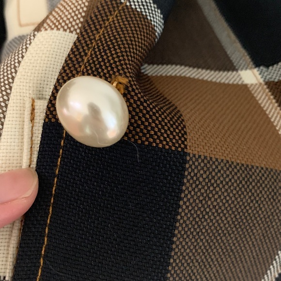 STAUD Plaid Blazer in Brown, Cream, and Black - Picture 9 of 14